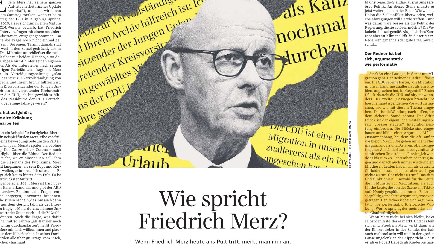 Analyse von Reden des CDU-Kanzlerkandidaten Friedrich Merz