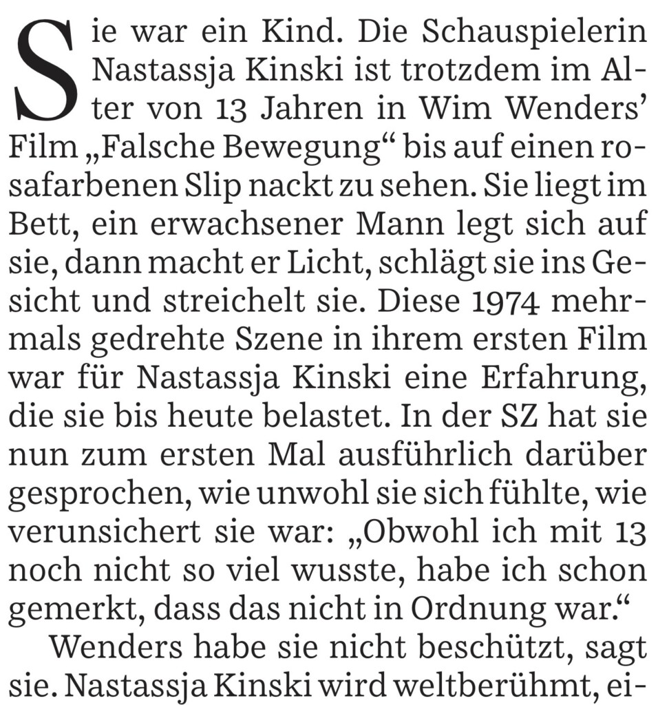 Textauszeichnung aus der Süddeutschen Zeitung