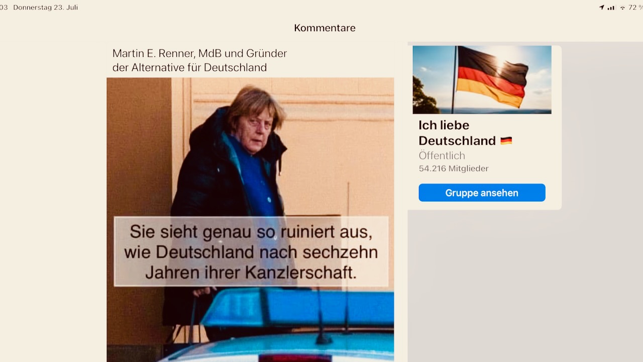 Üble Beschimpfung der Ex-Kanzlerin Merkel durch den AfD-Bundestagsabgeordneten Renner