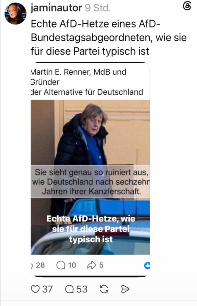 Üble Beschimpfung der Ex-Kanzlerin Merkel durch den AfD-Bundestagsabgeordneten Renner