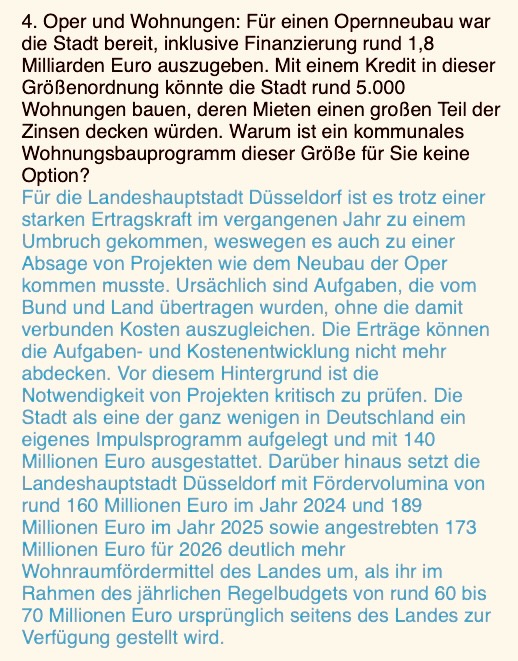 Die Antwort eines Sprechers des Düsseldorfer Oberbürgermeisters zum exklusiven Wohnungsneubau durch die Stadt.